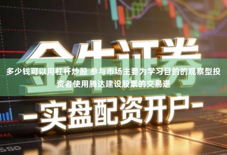 多少钱可以用杠杆炒股 参与市场主要为学习目的的观察型投资者使用腾达建设股票的交易退